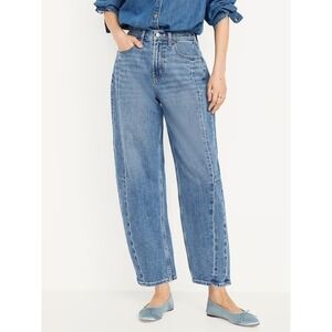 Old Navy Baggy Barrel Leg Pansy Jeans Womens 6 Blue Denim Seamed High-Rise